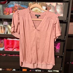 Luxe Women's Blush Ruffle Blouse